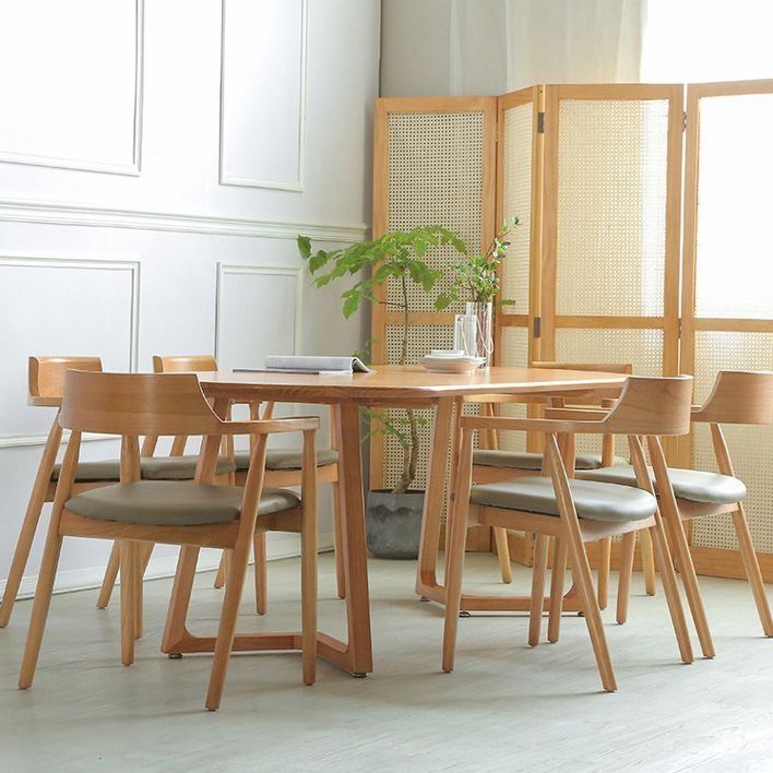 Contemporary Style Dining Table Solid Wood Oval Dinette Table for Home Kitchen