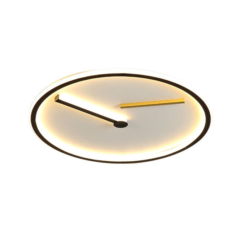 Round Close to Ceiling Lighting Modern Acrylic LED Black Flush Lamp Fixture in Warm/White Light, 12"/16"/19.5" Wide