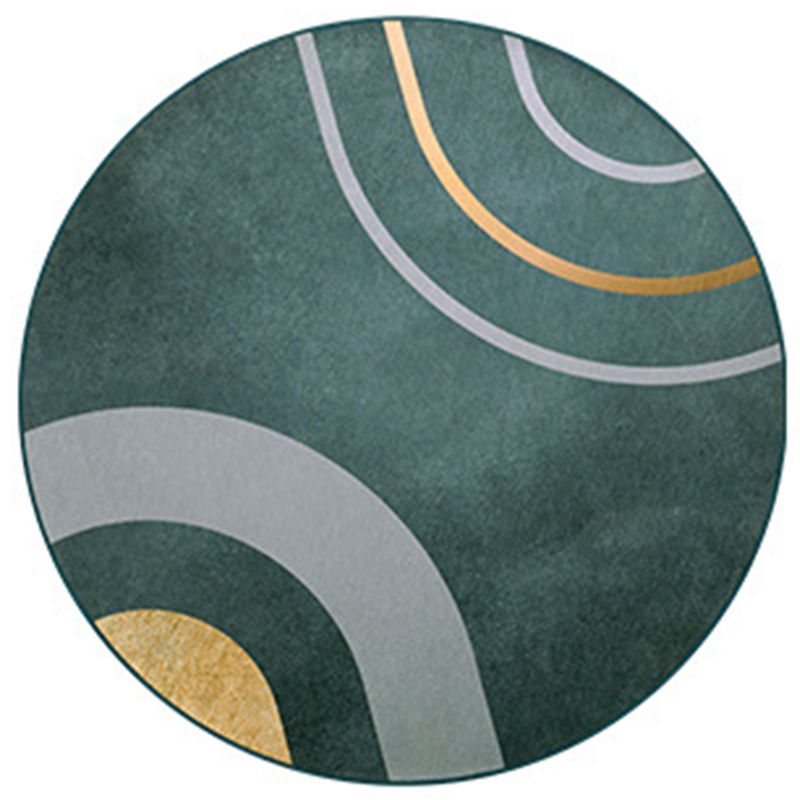 Colorful Modern Area Rug Green Color Block Carpet Stain Resistant Washable Rug for Living Room