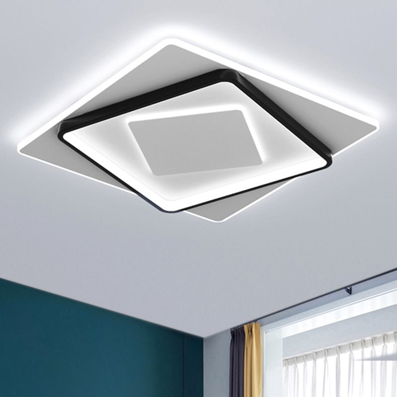 Nouveau Plafonnier LED encastré en acrylique moderne, carré, plafonnier avec 1 lumière