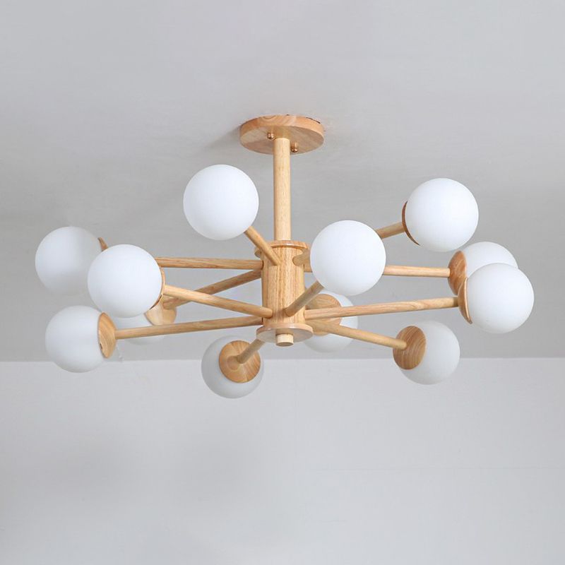 Beige Chandelier Light Fixtures Modern Multi-Head Hanging Pendant Lamps for Living Room