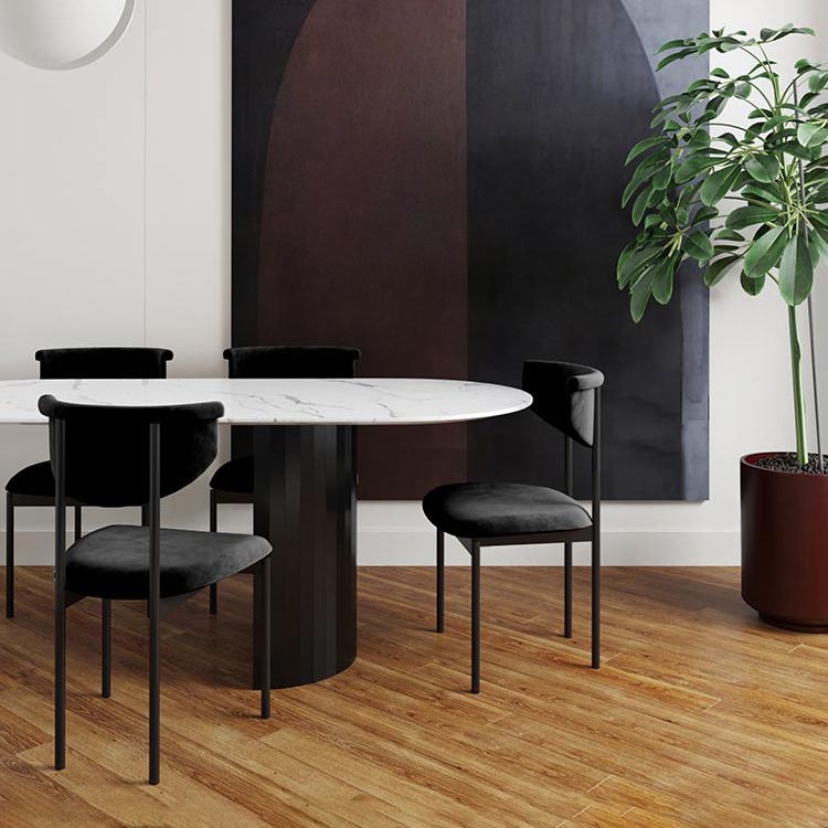 Black Iron Frame Dining Chairs Modern Armless Open Back Dining Side Chair