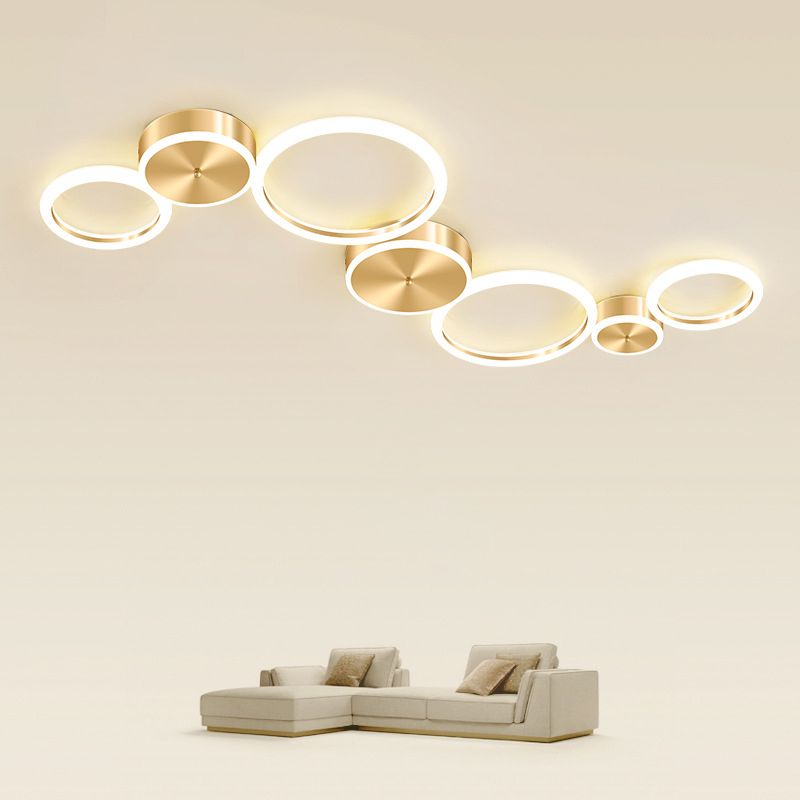 Gepolijste gouden ring inbouw minimalistische acryl LED-plafondlamp voor woonkamer