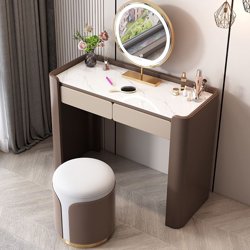 2/5 Drawer Solid Wood Dressing Table Brown Makeup Vanity Desk