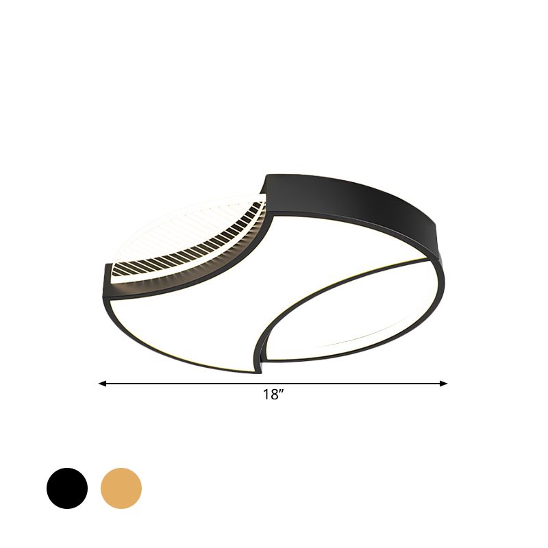 Geometric Flush Mount Light Modern Metal Style 18"/21.5" Width LED Bedroom Flush Ceiling Lamp in Black/Gold