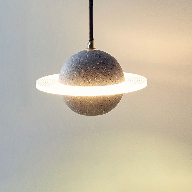 Globe Hanging Pendant Lights Modern Minimalist Style Pendant Ceiling Light with Cement Shade