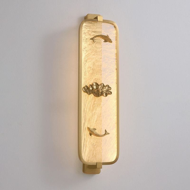 Luce da parete di rame rettangolare contemporanea a parete a 1 luci per camera da letto