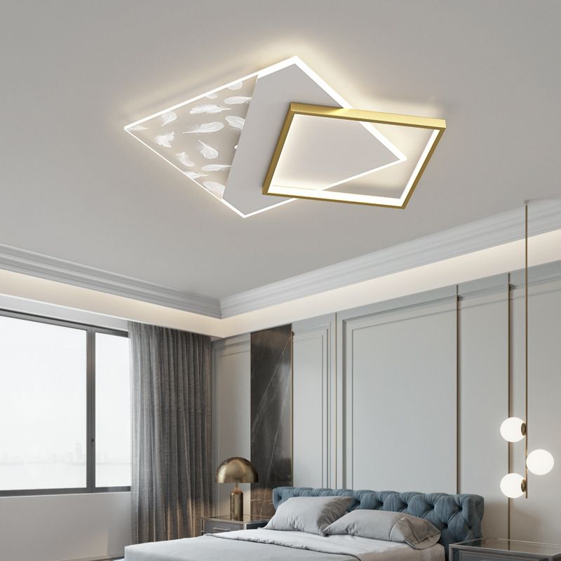 Forme géométrique LED plume plafonnier moderne en aluminium 2 lumières encastré pour chambre à coucher
