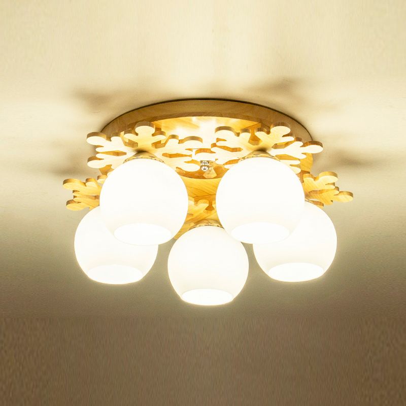 Minimalist Ball Shape Ceiling Light Fixture Glass Bedroom Ceiling Mount Lamp Fixture