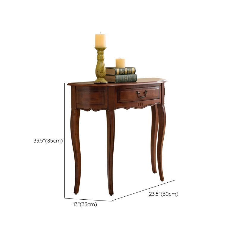 Victorian Wood Console Table Brown Console Sofa Table for Hall