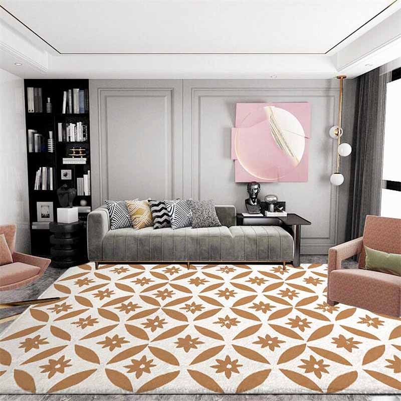 Modern Flower Pattern Carpet Green Polyester Area Rug Non-Slip Backing Area Rug for Home Decor