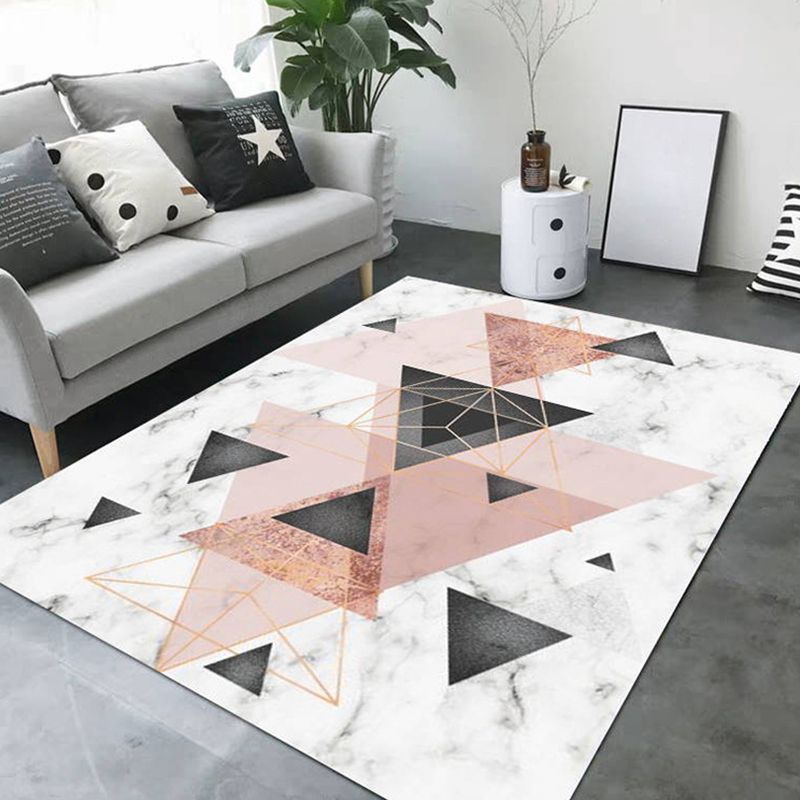 Minimalistic Living Room Rug Multi Color Geometric Print Rug Polypropylene Machine Washable Stain Resistant Non-Slip Rug