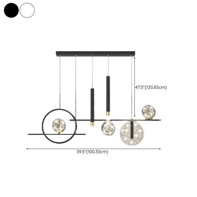 Modern Metal Ceiling Light Circle Shape Island Light with Plastic Shade for Living Room