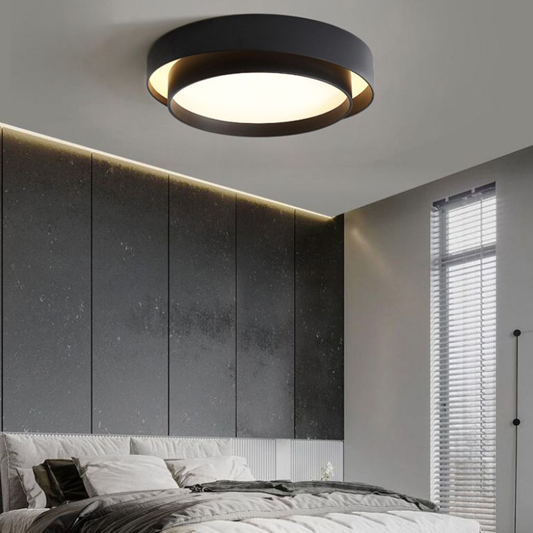 Lámpara de techo LED circular creativa moderna, soporte empotrado de hierro lacado con pantalla acrílica