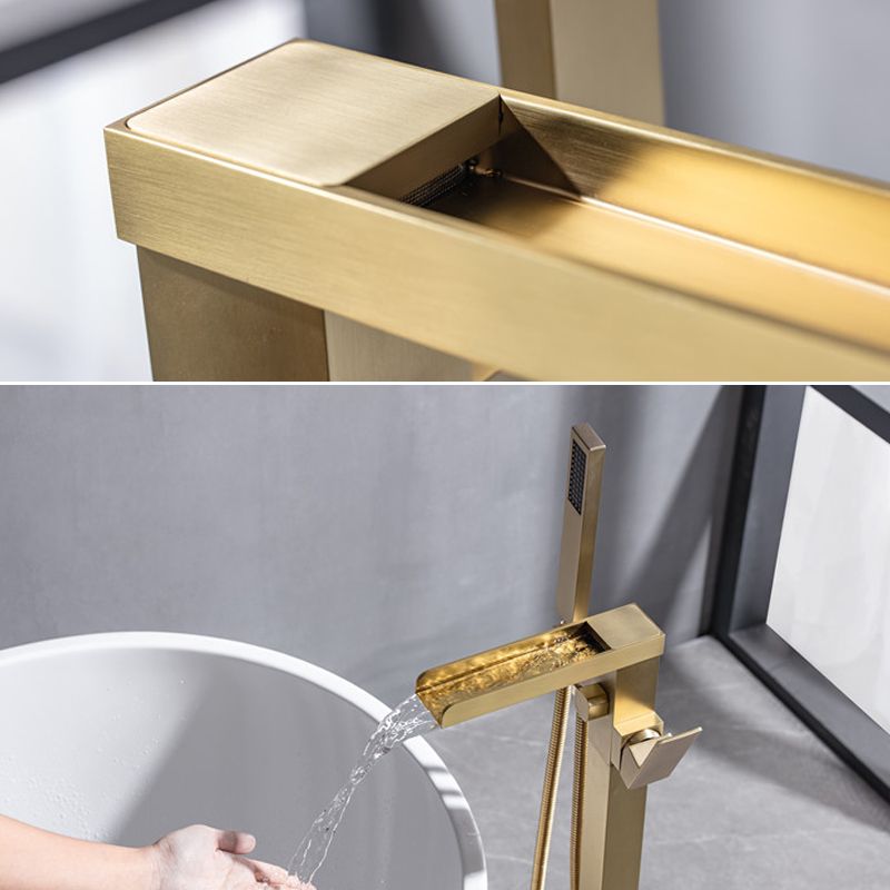Modern Deck Mounted Copper Tub Faucet Low Arc Waterfall Tub Faucet
