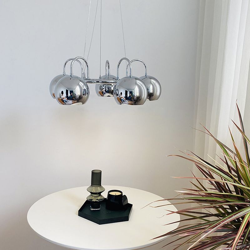 Zilveren koepel hanger licht postmodern metalen kroonluchter licht voor woonkamer