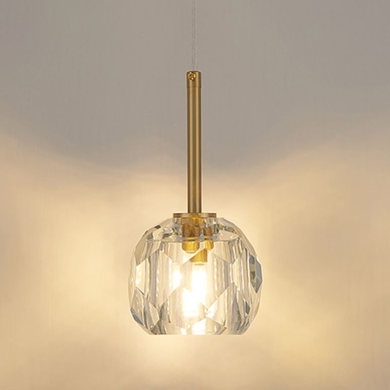 Unique Shade Crystal Wall Sconce Modern Single Light Wall Mount Light Fixture in Brass