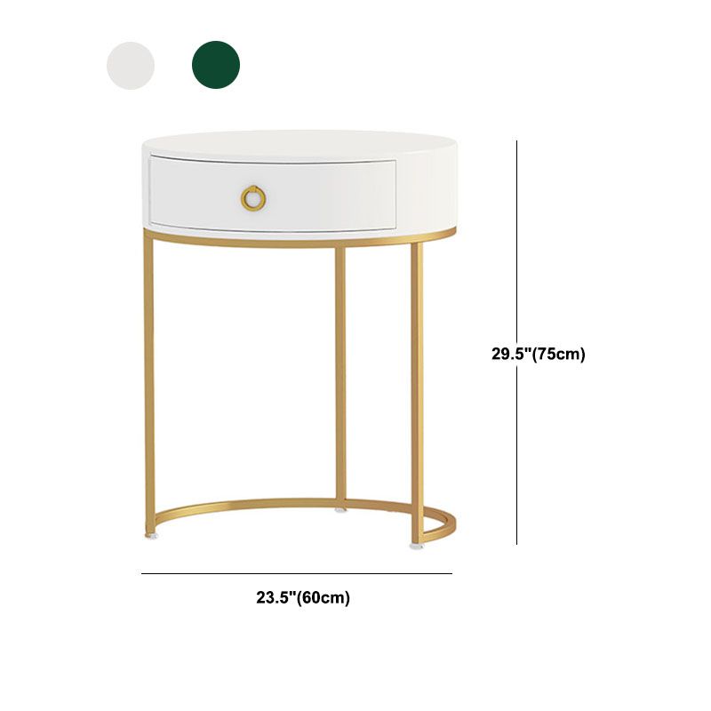 Wood and Metal Vanity Table with 1 Drawer in White/Green Makeup Desk