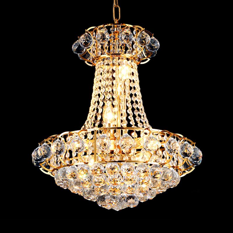 Modern 10 Lights Chandelier Light with Crystal Shade Gold Dome Hanging Ceiling Light