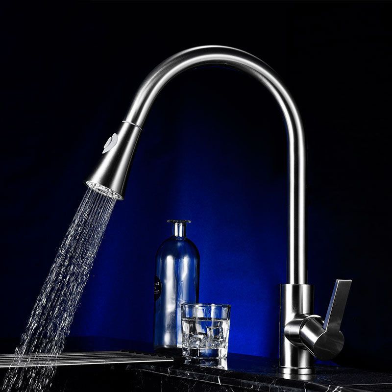 Modern Pull Down Single Handle Kitchen Faucet 1-Hold Water Faucet