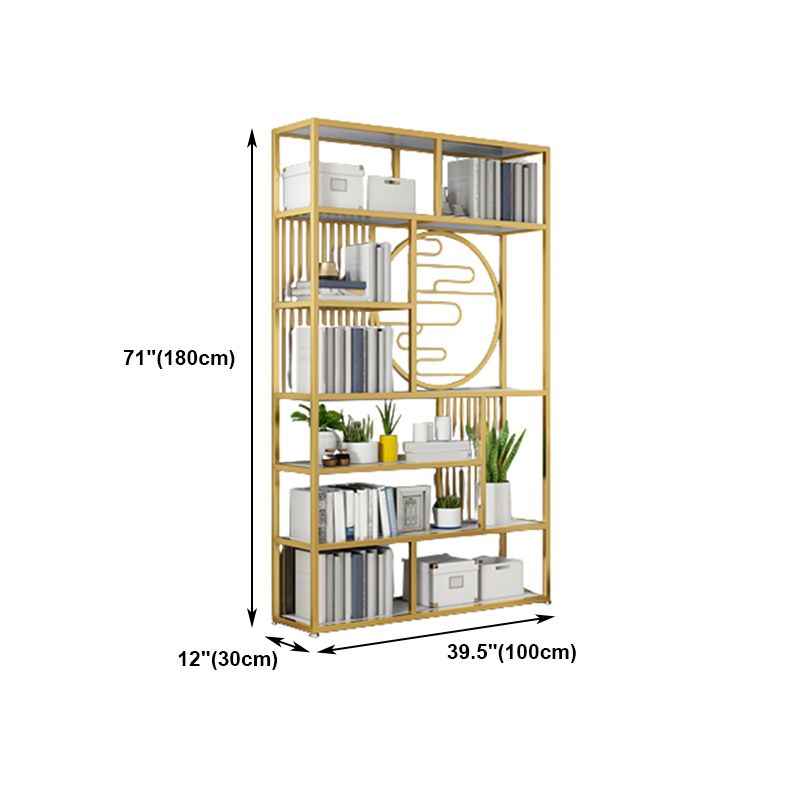 Modern Living Room Etagere Bookshelf Iron Frame Manufactured Wood Shelf Bookcase