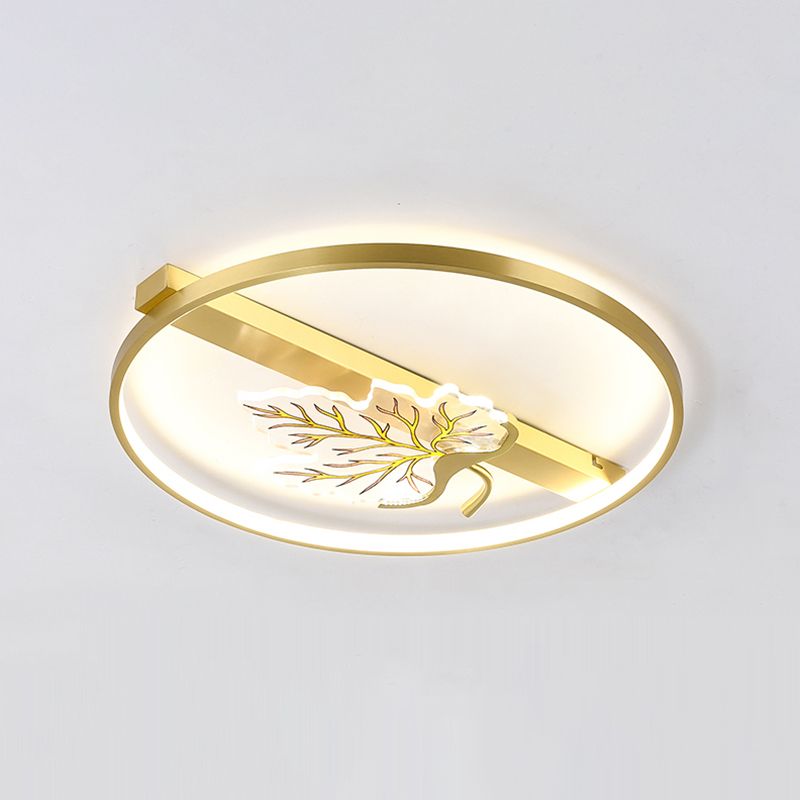 Geometry Shape Flush Mount Lamps Modern Metal 2-Light Flush Mount Fixture in Gold