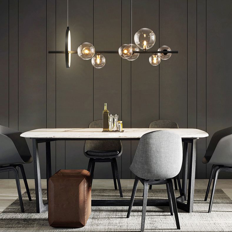 Modern Globe Glass Island Pendant Light Multi Light Metal Simplicity Style Hanging Lamp