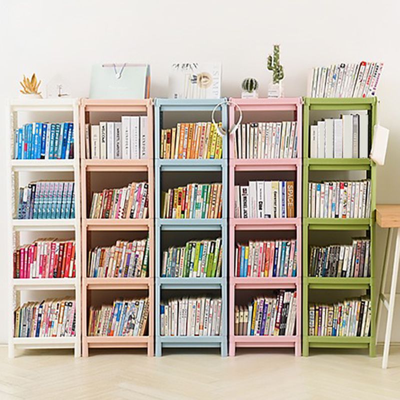Contemporary Style Bookshelf Plastic Open Back Bookcase for Home Office