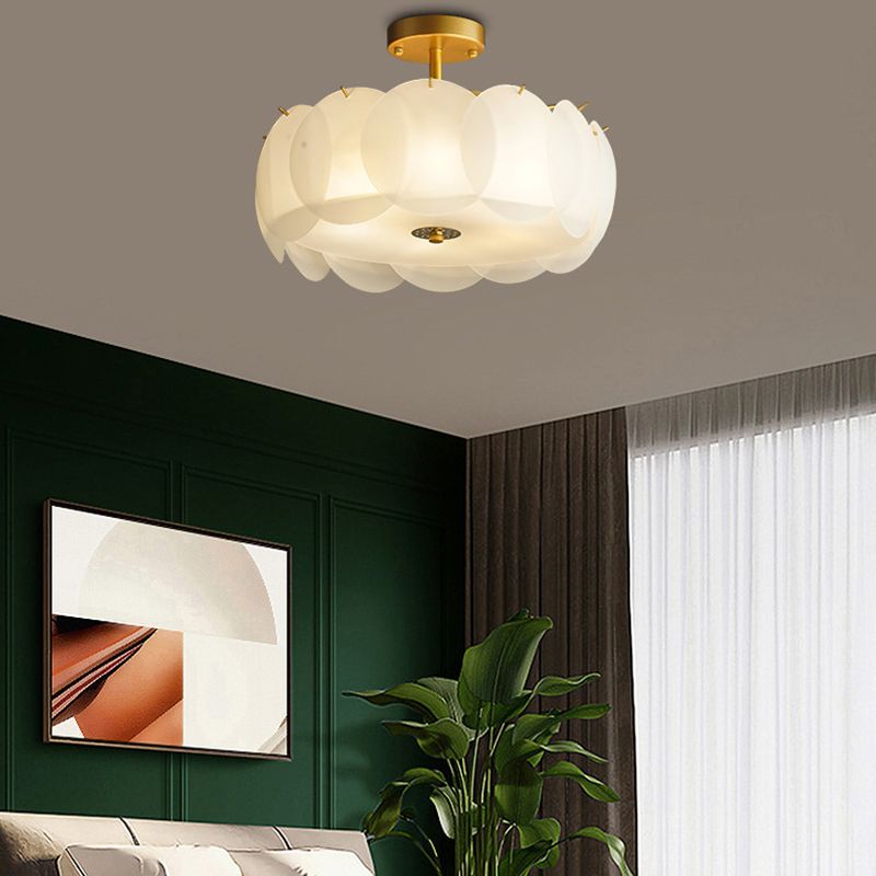Bubble Float Semi Mount Lighting Modern Glass Semi Flush Ceiling Light in White