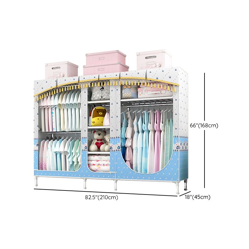 Contemporary Style Steel Wardrobe 3-door Wardrobe Closet with Legs