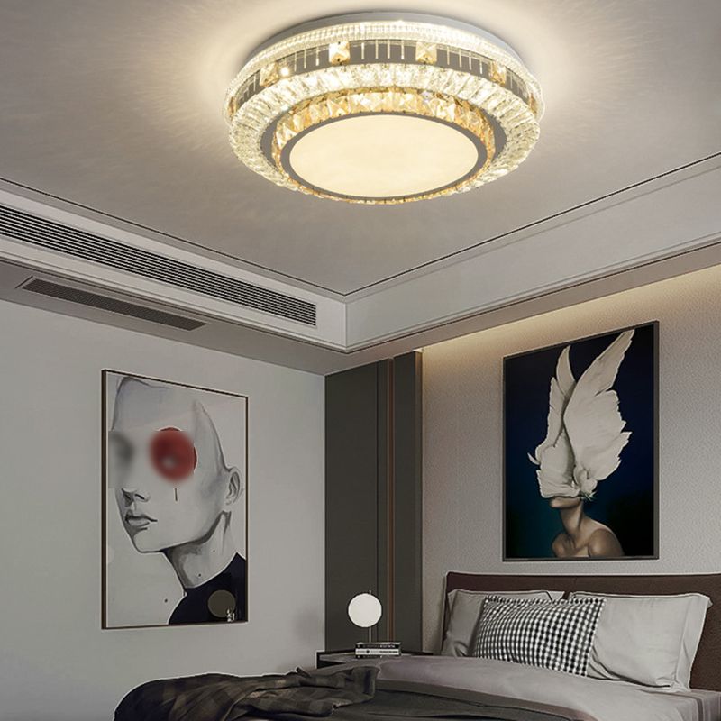 Crystal Round LED Ceiling Lamp Modern Style Flush Mount Light for Bedroom
