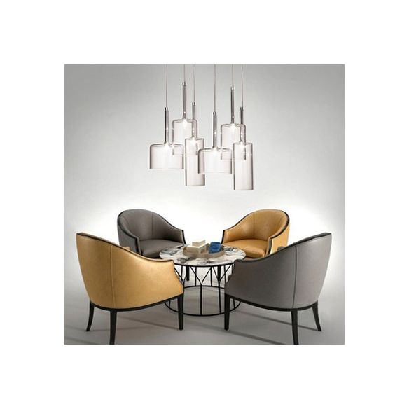 3/6/10 Lichter Speisesaal Cluster Beleuchtung mit Zylinder klarer Glasschatten moderne Chrom -LED -LED -Lampe