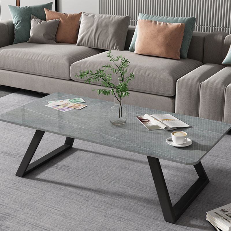 Rectangular Slate Coffee Table Glam 17.7" H Sled Cocktail Table