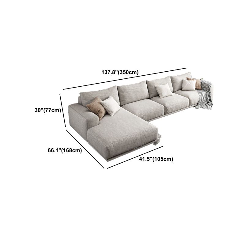 Nordic Stationary Living Room Seating Square Arm Pillows Sofa Chaise