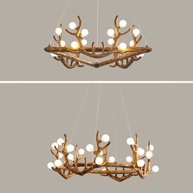 Deer Antler Wood Chandelier Light Fixture Rustic Dining Room Chandelier Pendant Light