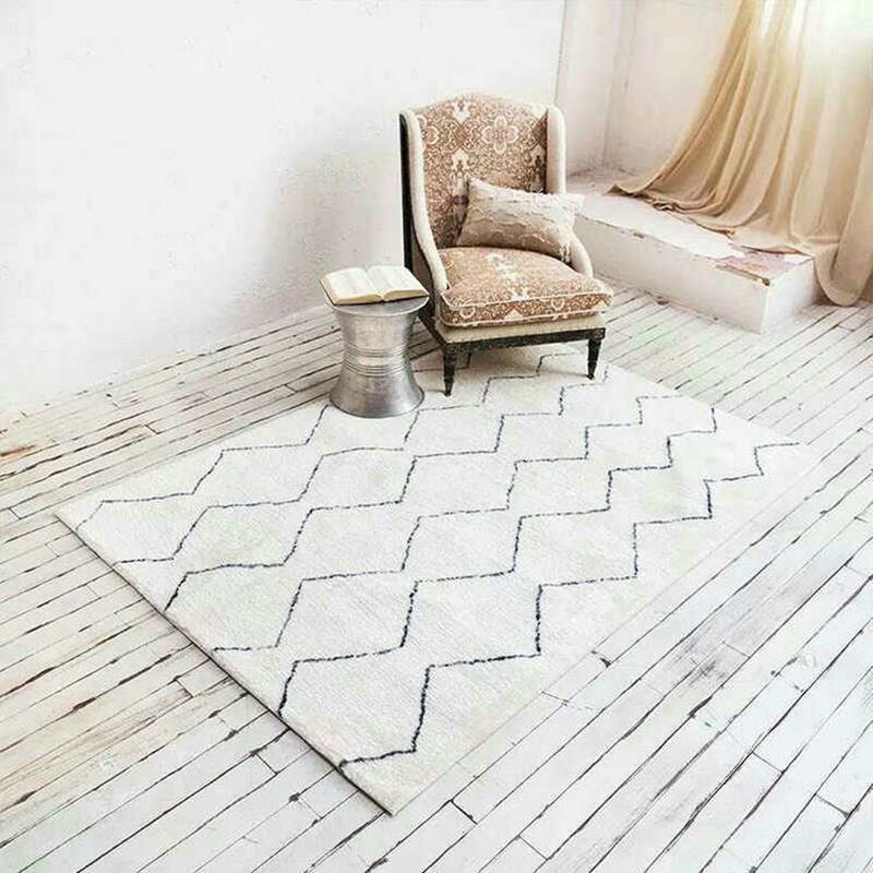 Plaid Living Room Rug Abstract Carpet Polyester Washable Area Rug