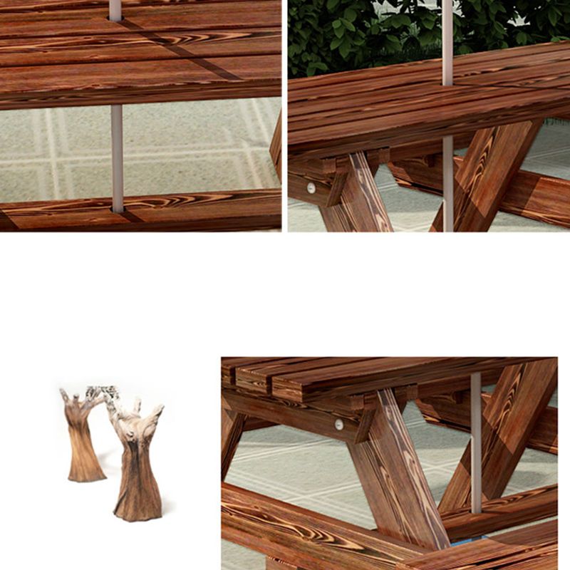 Farmhouse Style Patio Table Outdoor Rectangular Wooden Camping Table