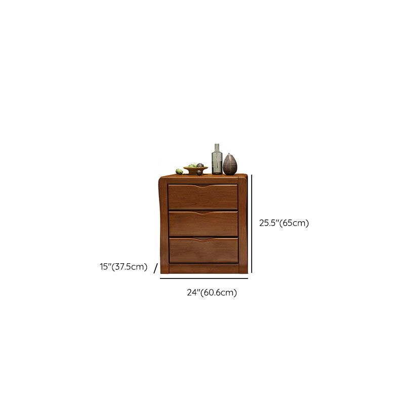 Contemporary Rubber Wood Storage Chest Home Brown Chest with Drawers