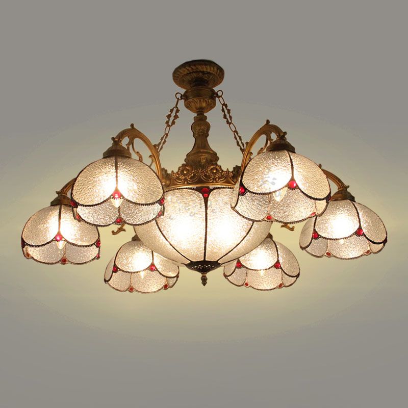 Lampada sospensione a soffitto a forma di ciotola Tiffany color art vetro bronzo lampadario