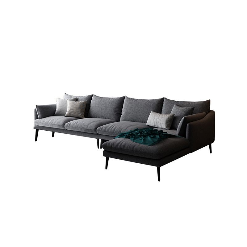 Gray 4/5-seater Sloped Arm Sectional Fabric Slipcovered Sectional
