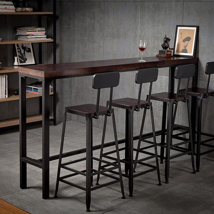 Industrial Armless Backrest Counter Stool Iron Cafe Bar Stool with Leather Cushion