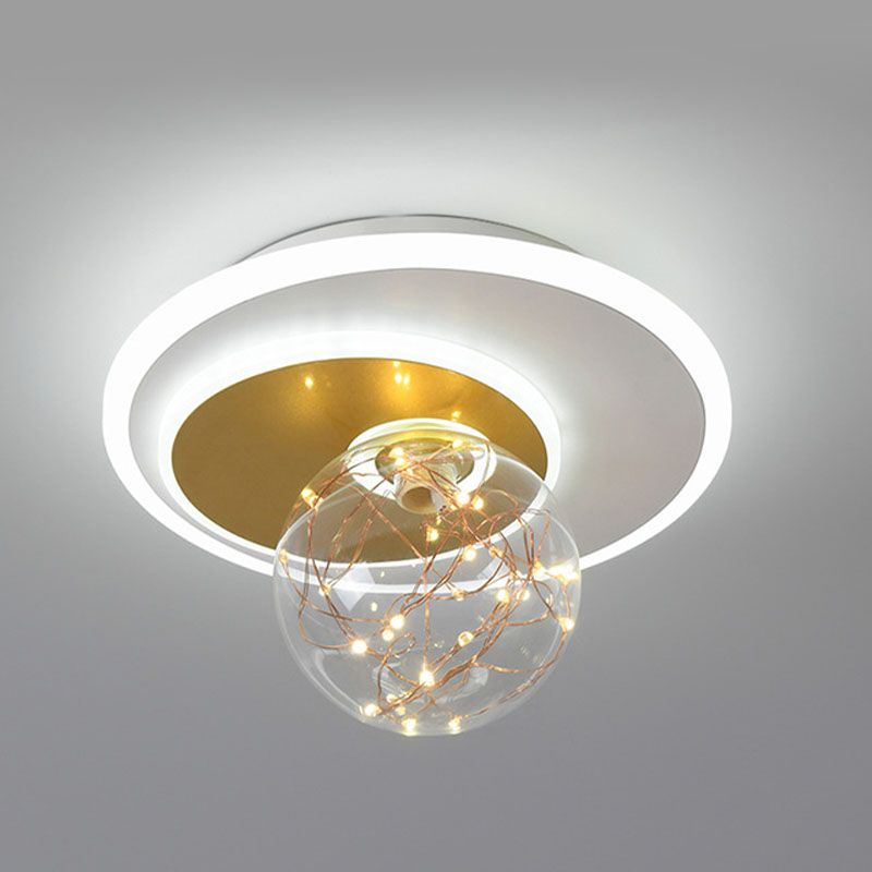 3-Lights Geometric Shade Flush Mount Modern Flush Mount Ceiling Lighting Fixture in Gold