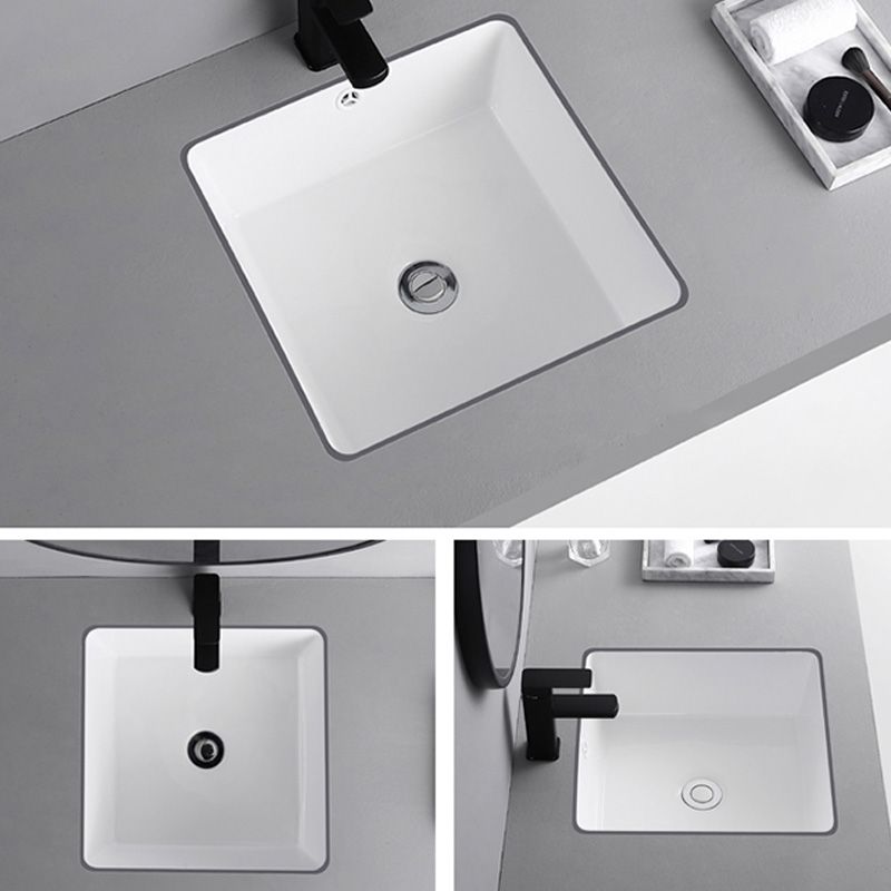 Traditional Undermount Vanity Sink Round Porcelain with Overflow Basin Sink
