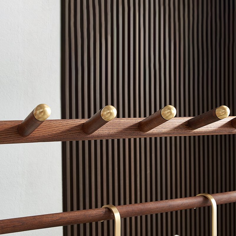 Brown Contemporary Style Armoire Ash Wood Open Armoire with Clothing Rod