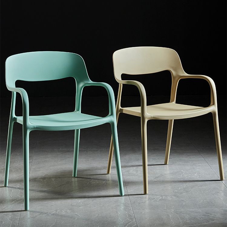 Plastic Open Back Stacking Arm Chair Contemporary Meeting Room Dining Chair