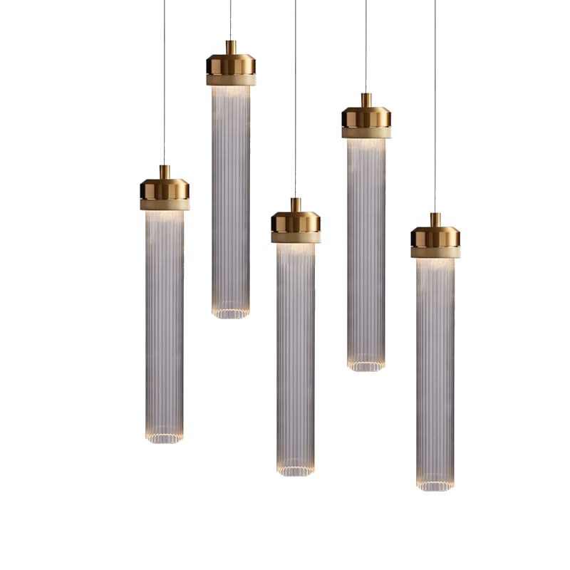 Contemporary Glass Hanging Light 1-Light Cylinder Suspension Pendant for Bedroom