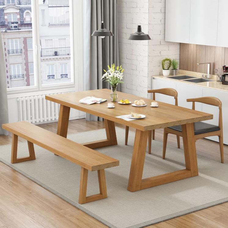 Modern Style 1/4/6 Pieces Dining Bench Set Solid Wood Dining Table and Chairs