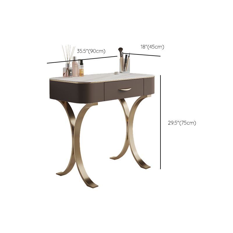 Glam Makeup Vanity Desk Table Stone Top Dressing Table with Drawer
