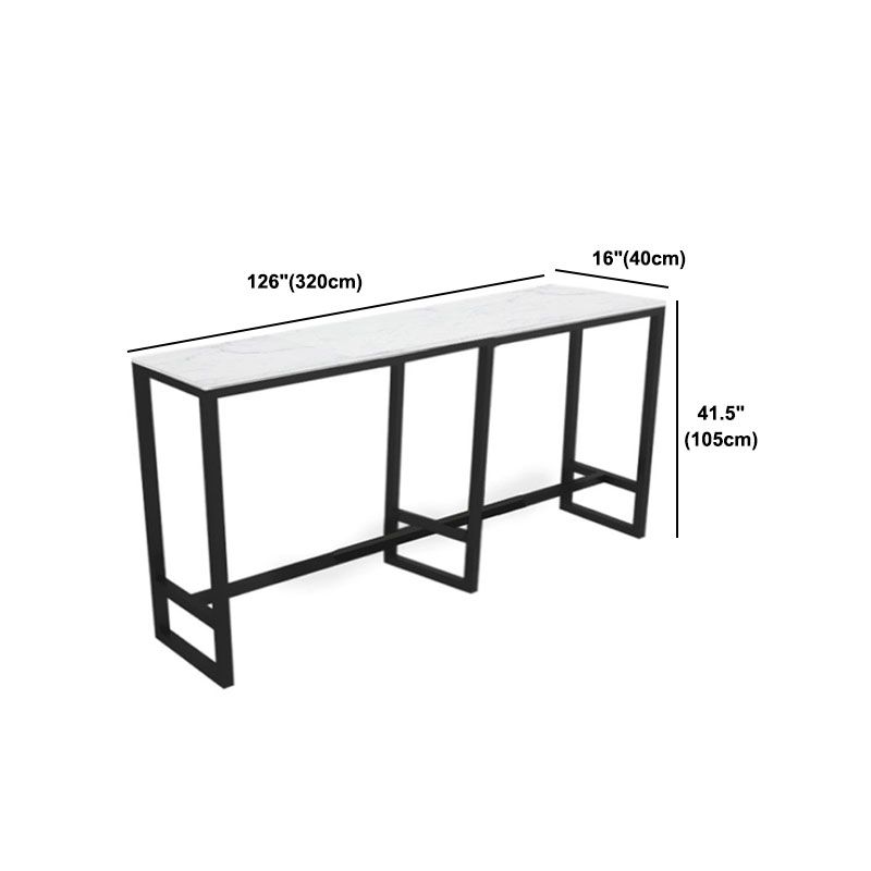Modern 1/7 Pieces Bar Table Set Rectangle Stone Counter Table with Stools for Living Room