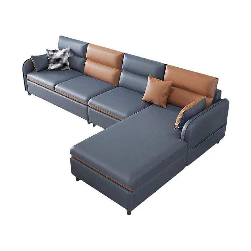 Modern Faux Leather Sectional Square Arm for Living Room with Storage